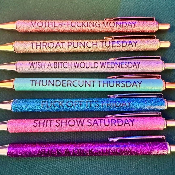 7 Adult Humor Days of the Week Pens NEW in box - Picture 3 of 3